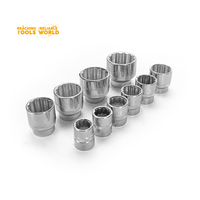 Jeu de douilles robustes DingQi 3/4 pouce, 15 pièces, 14002, en acier au chrome-vanadium, avec clé à cliquet et boîte de rangement en fer