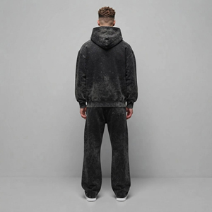Survêtement à capuche personnalisé pour homme, 100 % coton, imprimé sur mesure, coupe ample, décontracté, effet délavé - Product Image 6