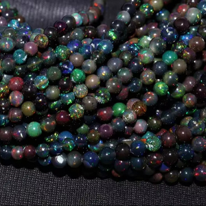 Cuentas de Ópalo Etíope Negro AA de 4-6 mm, Bolas Lisas, Cuentas de Piedras Preciosas para Bolígrafos, Gemas Mehrajudin Modelo 725 - Product Image 1