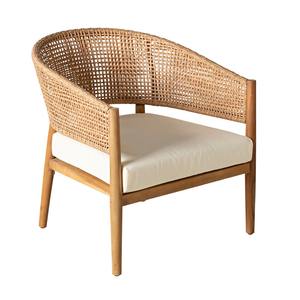 Modern Teak Wood and Wicker Outdoor Lounge Chair One-Seater <b>Garden</b> Sofa for Dining Hotel or Beach Durable <b>Garden</b> Furniture - Product Image 6