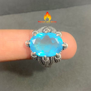 Handmade Men's Fine Jewelry <b>Rings</b> Blue Zircon Gemstone with Brass & Silver Rhodium Plated Wholesale <b>Crystals</b> Gift <b>Rings</b> - Product Image 5