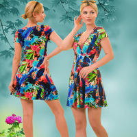 Robe Skater Décontractée en Tissu Naturel Drapé avec Ceinture pour Femme, Vêtements d'Été Fabriqués en Turquie (Vente en Gros)