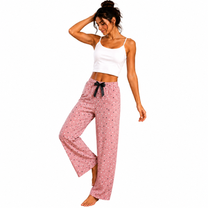 Pantalones de Pijama de Viscosa Estampados para Mujer al por Mayor, Hechos en Turquía, Personalizados - Product Image 1