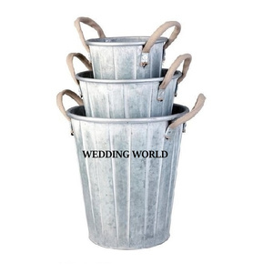 Ensemble de deux jardinière en métal de forme ronde pot de jardinière de table fini personnalisé meilleure vente en gros jardinière en métal - Product Image 2