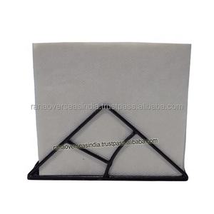 Servilletero triangular de alambre de Metal de calidad superior, servilletero de cena con revestimiento negro para restaurante de Hotel - Product Image 2