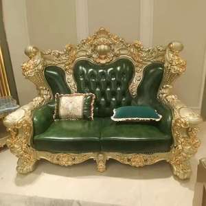 Juego de Sofás Chesterfield de Lujo de Mediados de Siglo, Tapicería de Cuero Genuino, Respaldo Acolchado Duradero, Brazos Rectos, Madera de Teca para Sala de Estar - Product Image 6