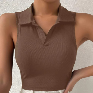 ชุดเดรสลำลองสีพื้นทรงสลิมฟิตเสื้อครอปสำหรับผู้หญิงเสื้อยืดครอปสวมใส่ลำลองสำหรับออกกำลังกายฟิตเนส - Product Image 2