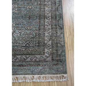 Tapis en laine afghane noué à la main gris et noir Viscaya, motif médaillon, 9x12, tapis de salon pour adolescents, pour la décoration de la maison - Product Image 4