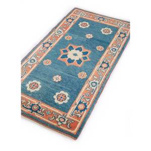 Alfombra de Lana Anudada a Mano Nuray Azul Pae-1155 9x12 Rectangular con Patrón de Medallón para Decoración de Sala de Estar o Uso en Pasillos - Product Image 2