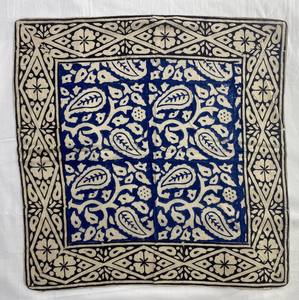 Bandana en coton bleu imprimé à la main, motif bohème paisley, écologique, pour cheveux, cadeau pour elle - Product Image 1