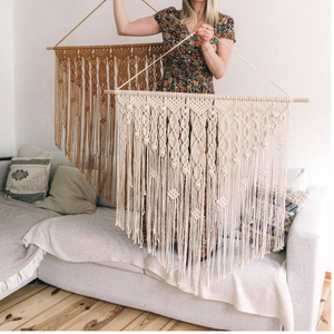 Macramé tejido bohemio hecho a mano, colgante de pared nórdico Vintage, decoración del hogar, borlas, cortina teñida, tapiz, tapices de pared Vintage - Product Image 1