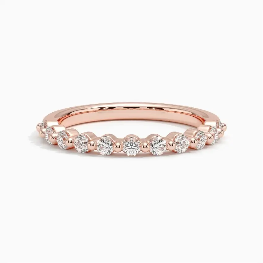 Long Lasting 18K Gold Lab Grown Diamond Wedding Ring EF VVS Clarity Beautiful Half Eternity Wedding Band Shared Prong Ring Women