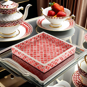 Bandeja para servir con incrustaciones de hueso de diseño elegante para comedor en casa y bandeja de comida de tamaño personalizado para uso en la cocina de Crescent Crafts - Product Image 1