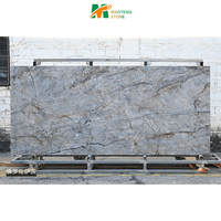 Vente en gros pas cher pierre artificielle surface en marbre bleu dalle de pierre frittée en porcelaine polie pour mur plancher