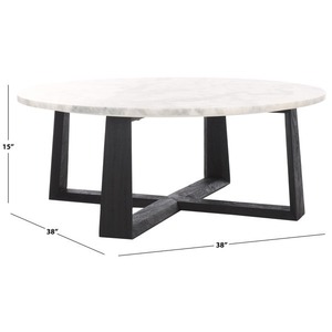 Table basse ronde en marbre de qualité supérieure avec pieds en bois noir Décor minimaliste moderne et design parfait pour le salon de l'Inde - Product Image 6