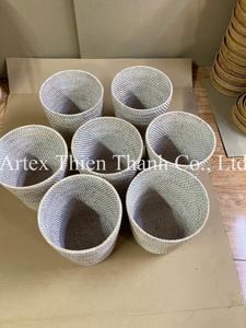 Rattan Wastebasket High-Quality Rattan <b>Bins</b> Basket Rustic & Boho Decor Organizer From Vietnam - Product Image 5