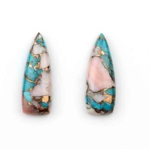 10x30mm naturel Turquoise cuivre pierres précieuses Cabochon plat Long trillion Quartz fabrication de bijoux opacité variété pierres précieuses en vrac - Product Image 3