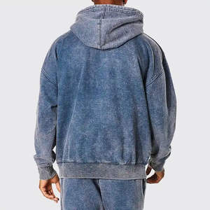 Sweat à capuche de haute qualité 100% coton lavé à l'acide High Street Oem fabricant de vêtements 100% coton lavé à l'acide sweats à capuche thermiques hommes - Product Image 3