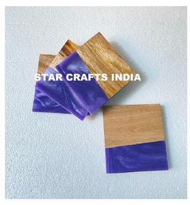 New Design Best Epoxy Resin Acacia Wood <b>Coaster</b> Handmade Wooden Drink <b>Tea</b> <b>Coaster</b> From India by Quality Handicrafts - Product Image 1