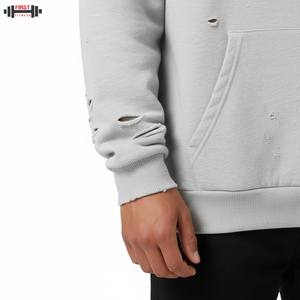 Meilleur prix pulls à capuche doublés pour hommes 100% coton polaire coupe-vent respirant hiver vêtements confortables teints en plaine - Product Image 3