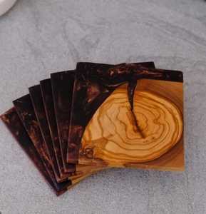 Sous-verres en résine de bois époxy noyer Offre Spéciale inde 2025 Top qualité personnaliser carré rond - Product Image 5