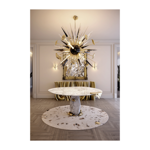 Contemporary Diamond Dining <b>Table</b> Set Rectangle Modern Home Furniture with Wood Stone Marble Glass Assembled for Parties - Product Image 6