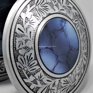 Urna de cremación azul nublado, cenizas humanas, urna funeraria grande para adultos hecha a mano, conmemorativa decorativa, exportador indio, proveedor a granel - Product Image 5