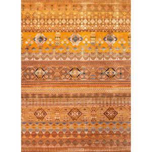 พรมไหมพรมและไหมไผ่ถักมือ รุ่น Manchaha Lev-771 สีแดงและสีส้ม สำหรับใช้ในบ้าน - Product Image 1