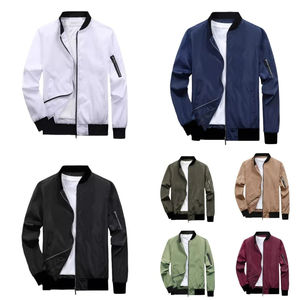 Veste coupe-vent légère et décontractée pour homme, manteau de sport zippé avec poches, blouson bombardier printemps-automne à col montant, épaisseur fine - Product Image 1