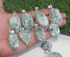 Handmade Ethnic 925 Sterling Silver Fine <b>Pendant</b> <b>Necklaces</b> Natural Variscite Gemstone Engagement Party Anniversary Jewelry-GRV - Product Image 3