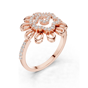 แหวนเพชรทรงดอกไม้สำหรับผู้หญิง เพชรเพาะเลี้ยง 0.26 กะรัต ทอง 18KT, 14KT, 10KT และเงิน 925 สีโรสโกลด์, สีเหลือง, สีขาว - Product Image 2