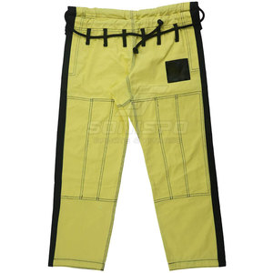 Uniforme de BJJ Amarillo Unisex para Artes Marciales con Ribete Negro, Cinturón con Logotipo Frontal, Transpirable, Ligero, de Secado Rápido, Poliéster/Algodón - Product Image 6