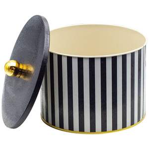 Recipiente de Metal de 2.9L, mango de perilla de 175x130mm, patrón de línea blanca y negra para almacenamiento de alimentos secos para el hogar, cocina - Product Image 2