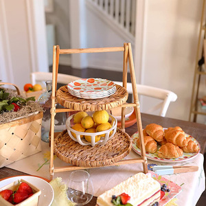 Ietham-Soporte escalonado de jacinto de agua tejido a mano, soporte de madera para mesa de exhibición de buffet - Product Image 5