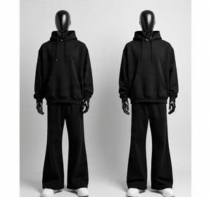 Factory Rate Custom 380gsm Unisex Printed <b>Plus</b> <b>Size</b> Heavyweight Baggy Flare <b>Jogger</b> Tracksuit Sweatpants Hoodie Sweatsuit <b>Sets</b> - Product Image 3