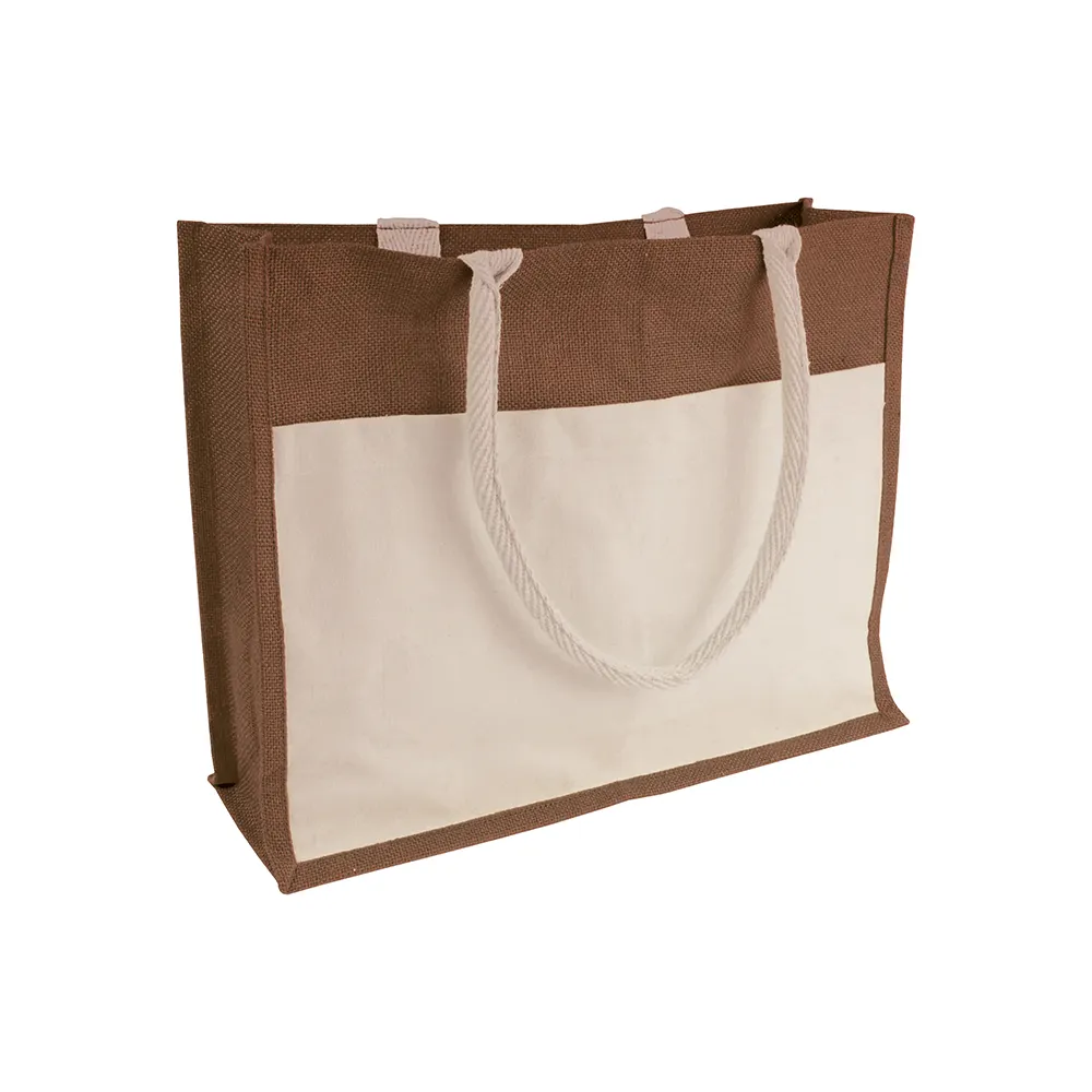 Full Size Front Pocket and Large jute customized bags online custom jute tote bags tesco jute bags