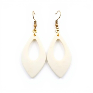 Pendientes de hueso real hechos a mano para mujer, joyería de arte popular étnico, artesanía de hueso pulido natural de la India - Product Image 3