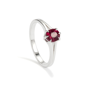 Malawi Red <b>Garnet</b> <b>Ring</b> 1.10 Carat Fancy Cut Claw Setting Slightly Included Clarity 8x6mm For Women 925 Sterling Silver Grandeur - Product Image 1