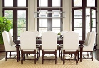Table à manger en teck massif sculpté, de haute qualité, moderne, luxueuse, écologique, durable, avec 6 chaises, pour restaurant, centre commercial, gymnase, école