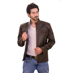 Vêtements en peau de mouton pour hommes, veste en cuir avec fermeture éclair sur le devant, à des prix abordables, veste en cuir de haute qualité - Product Image 1