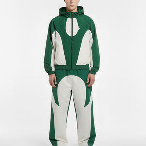 Conjunto Cortavientos Color Verde para Hombre, Chaqueta con Capucha y Pantalones Deportivos de 2 Piezas, Ropa Deportiva Urbana Hip Hop - Product Image 2