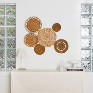 Jacinto de agua artesanal para colgar en la pared, Panel bohemio ecológico para decoración de sala de estar o dormitorio, Panel Natural hecho a mano - Product Image 1