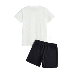 Ensemble t-shirt et short d'été décontracté pour homme grande taille 100% coton respirant - Product Image 2