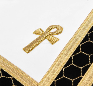 ผ้ากันเปื้อนพิธีกรรมเมสันแบบสั่งทำ OEM คุณภาพสูง พร้อมสายสะพายปักลาย ปลอกคอปักลาย ผู้จำหน่ายขายส่ง อุปกรณ์เสริมสำหรับพิธีการ - Product Image 2