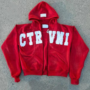 Sweat à capuche brodé en détresse pour hommes Sweatshirts en molleton de haute qualité Streetwear Vente en gros Prix bon marché - Product Image 1