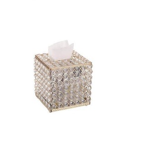 Boîte à mouchoirs décorative très vendue, porte-mouchoirs en cristal perlé finition argentée pour la décoration du salon - Product Image 2