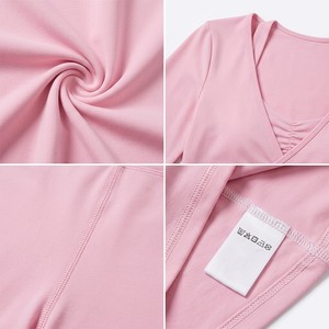 Pink Halter Quarter-zip V-neck Bodysuit High Waist Shorts <b>Crop</b> <b>Top</b> Seamless Breathable Lyocell Quick Dry Yoga Set - Product Image 4