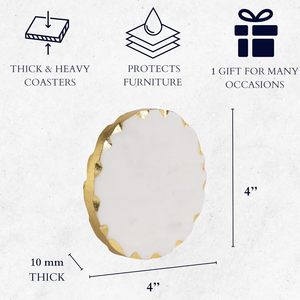 Ensemble de 6 sous-verres classiques en céramique blanche avec bordure dorée, écologiques et durables - Product Image 2