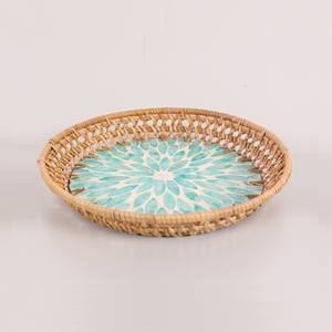 Plateau de service décoratif en rotin de nacre vietnamienne décor à la maison assiette de fruits de thé avec affichage élégant fait à la main au Vietnam - Product Image 5