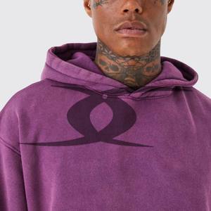 Haute qualité 100% coton surdimensionné lavage à l'acide à capuche pour hommes Vintage lavé thermique polaire hiver solide motif personnalisable - Product Image 3